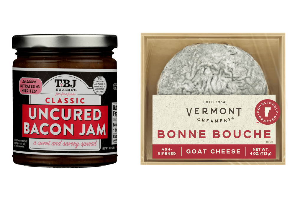 TBJ Classic Uncured Bacon Jam and bonne bouche goat cheese